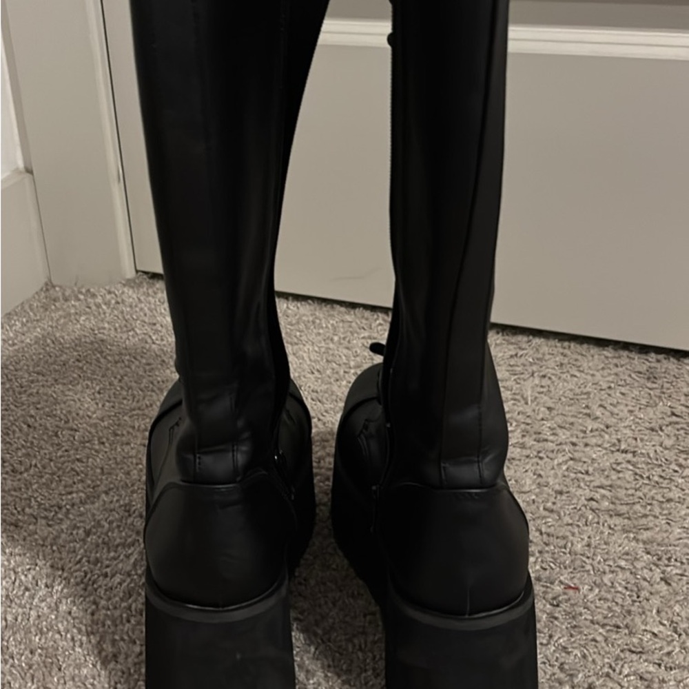 Demonia Black Lace-Up Gothic Boots - Picture 3 of 5